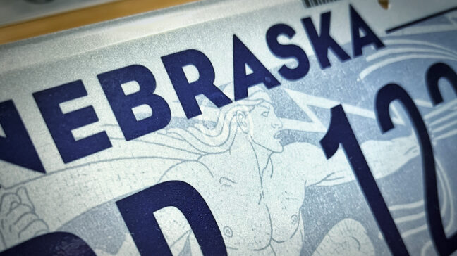 Detail of the Nebraska License Plate designed by Oxide